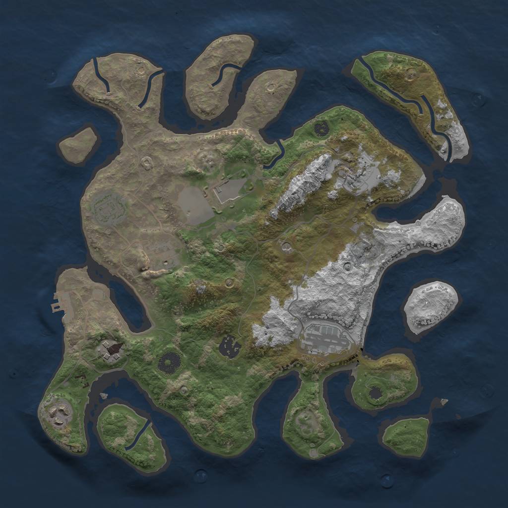 Rust Map: Procedural Map, Size: 3500, Seed: 5909, 12 Monuments