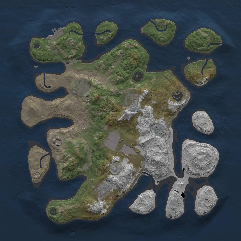 Rust Map: Procedural Map, Size: 3500, Seed: 19104, 14 Monuments