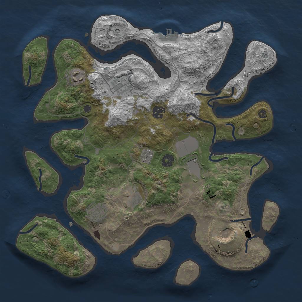 Rust Map: Procedural Map, Size: 3500, Seed: 15535, 15 Monuments