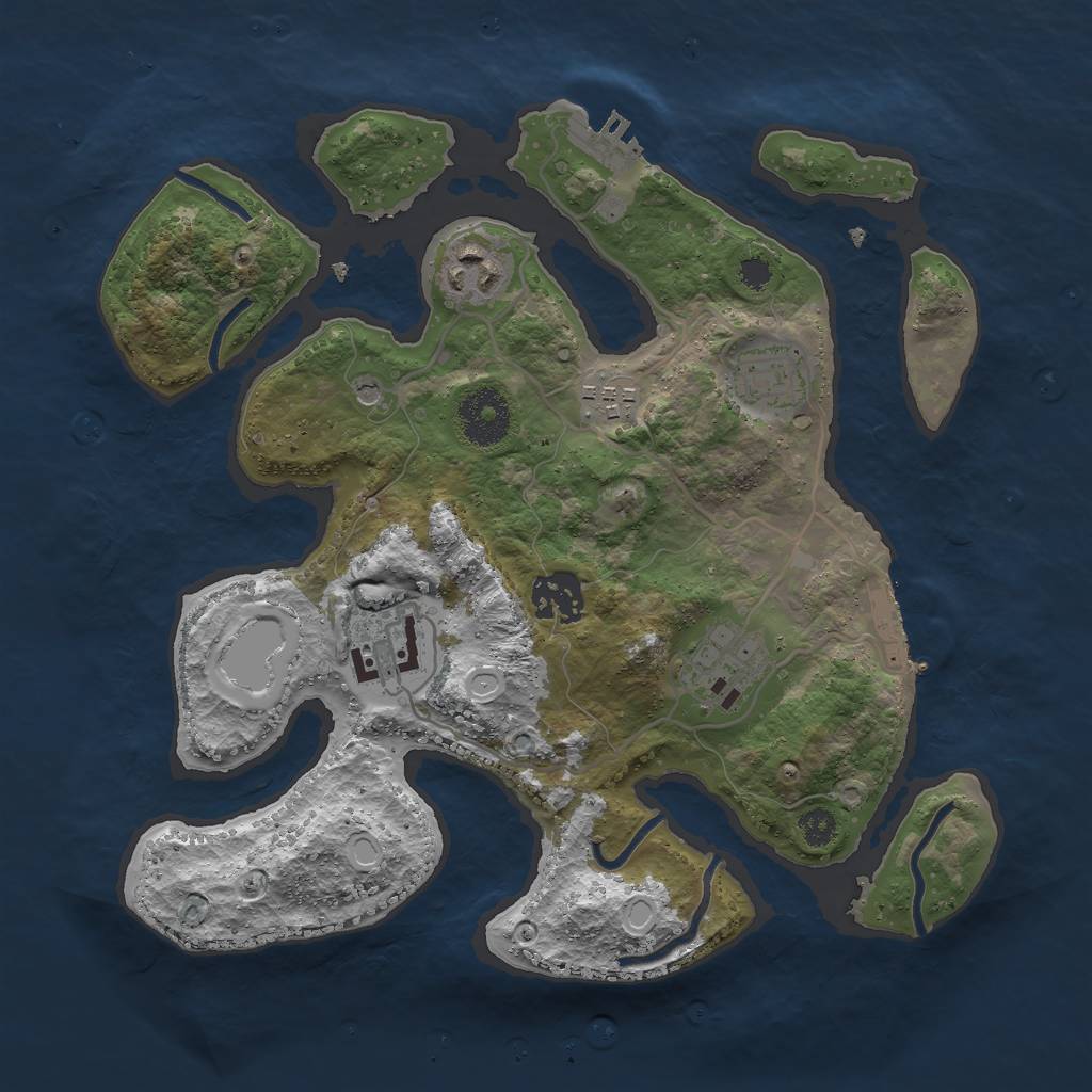 Rust Map: Procedural Map, Size: 3021, Seed: 2018389626, 14 Monuments