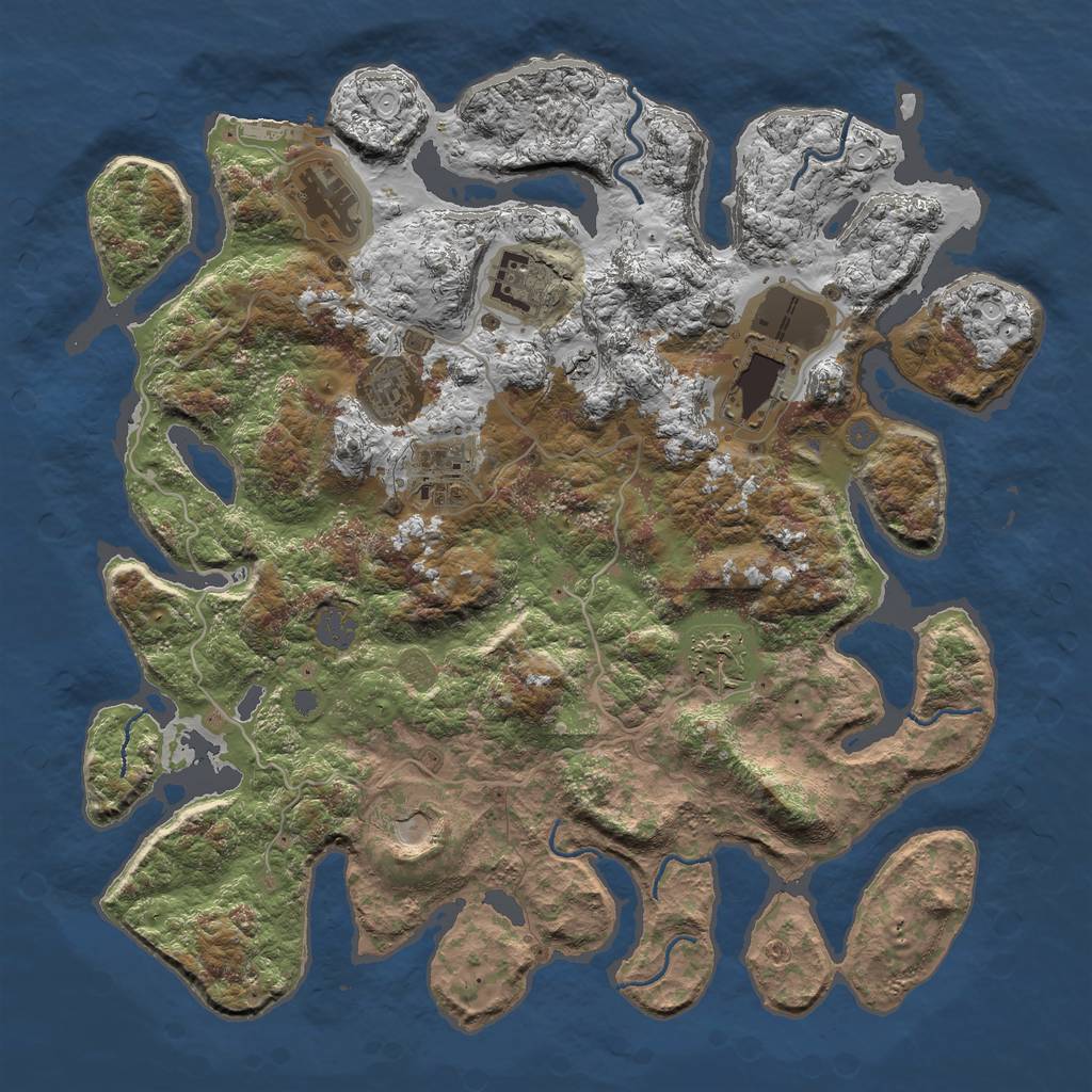 Rust Map: Procedural Map, Size: 4000, Seed: 876857463, 13 Monuments