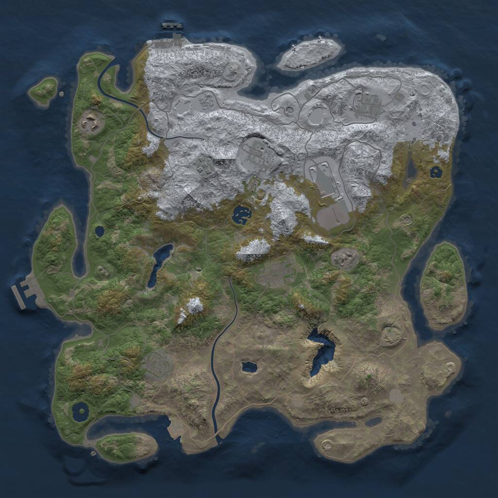 Rust Map: Procedural Map, Size: 4000, Seed: 876857463, 14 Monuments