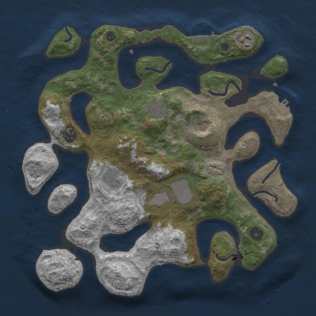 Rust Map: Procedural Map, Size: 3500, Seed: 503828, 12 Monuments