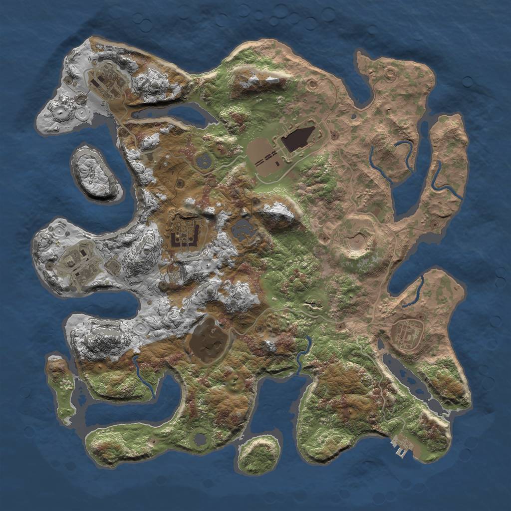 Rust Map: Procedural Map, Size: 3500, Seed: 387603841, 13 Monuments