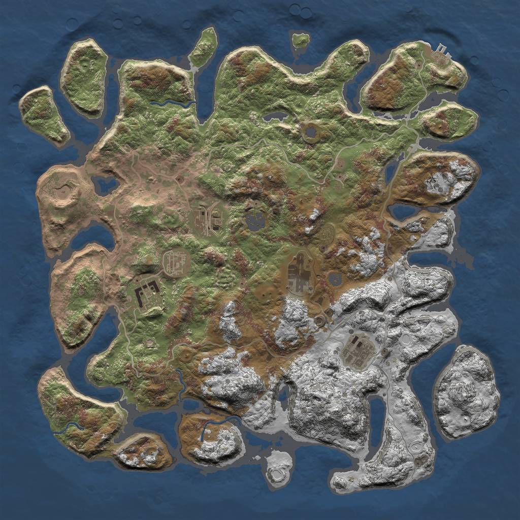 Rust Map: Procedural Map, Size: 4000, Seed: 1938325335, 12 Monuments