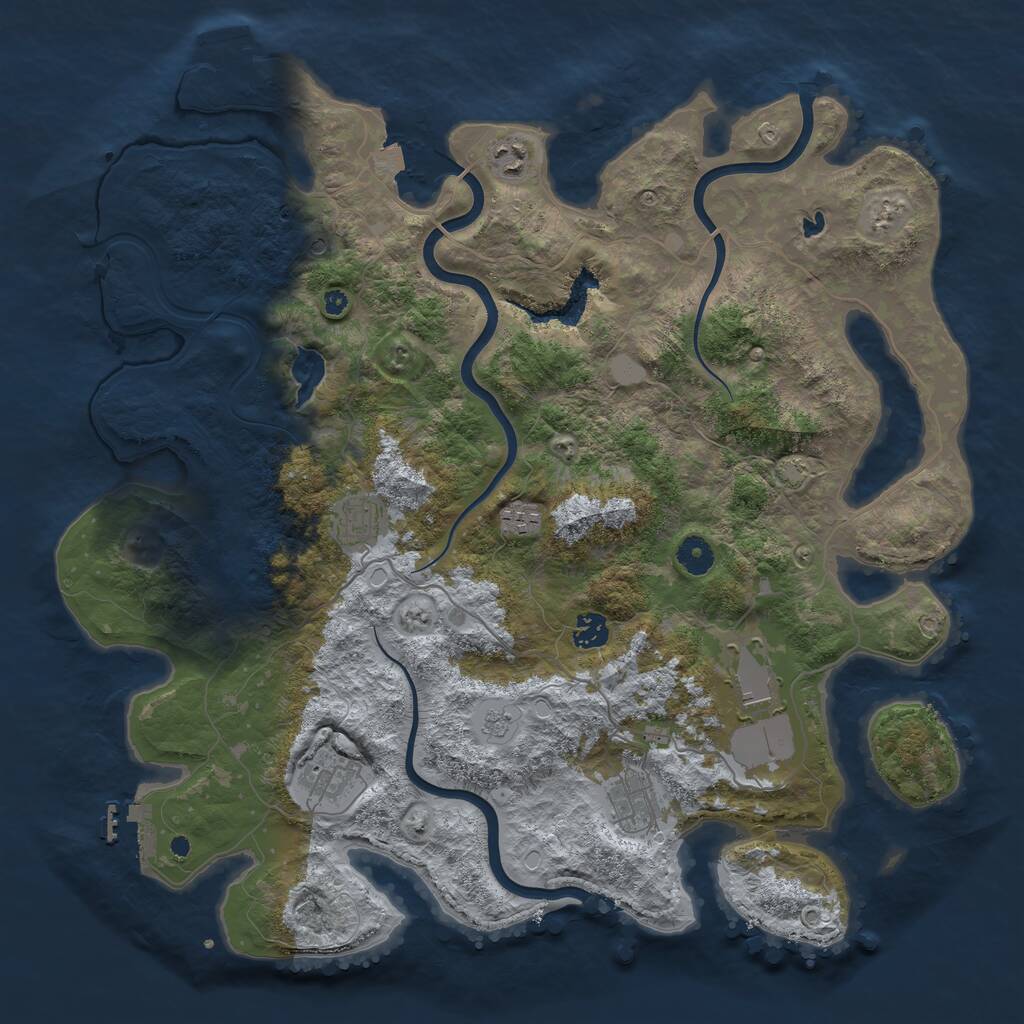 Rust Map: Procedural Map, Size: 4200, Seed: 181874570, 13 Monuments