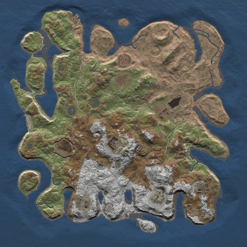 Rust Map: Procedural Map, Size: 4200, Seed: 181874570, 16 Monuments