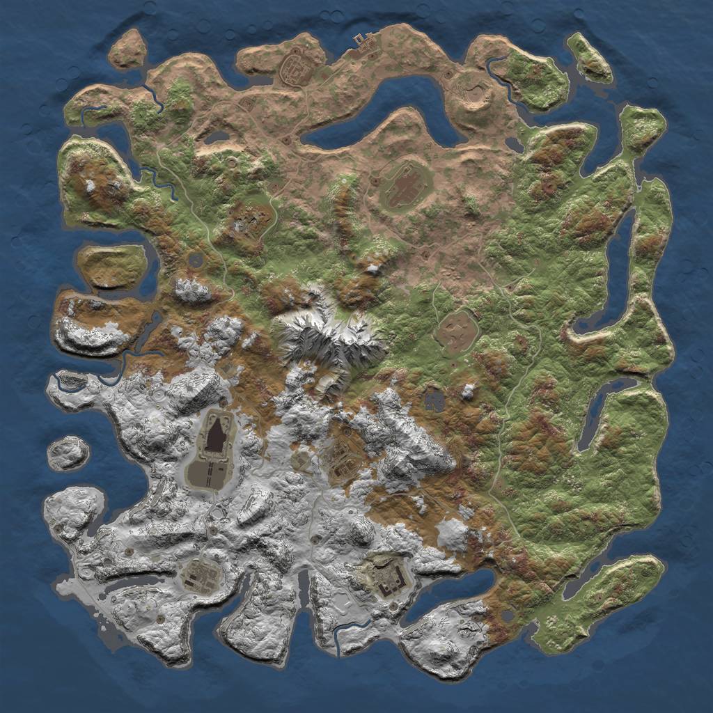 Rust Map: Procedural Map, Size: 5000, Seed: 2938445, 14 Monuments