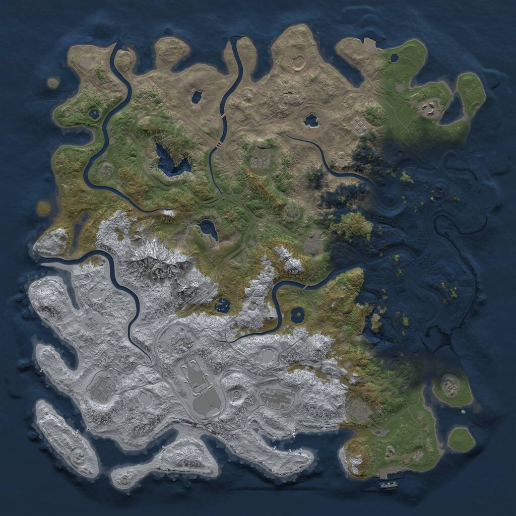 Rust Map: Procedural Map, Size: 5000, Seed: 2938445, 17 Monuments