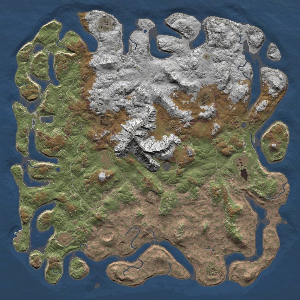 Rust Map: Procedural Map, Size: 6000, Seed: 485346654, 15 Monuments