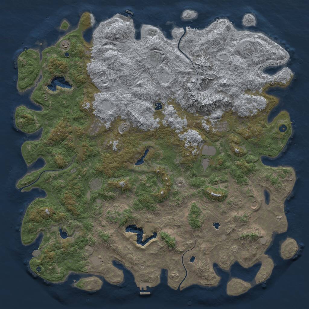 Rust Map: Procedural Map, Size: 6000, Seed: 485346654, 17 Monuments