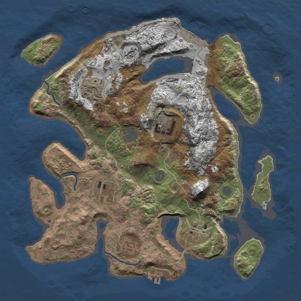 Rust Map: Procedural Map, Size: 3000, Seed: 2932, 12 Monuments