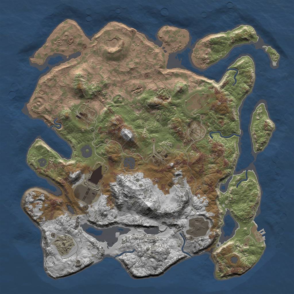 Rust Map: Procedural Map, Size: 3600, Seed: 20054, 14 Monuments