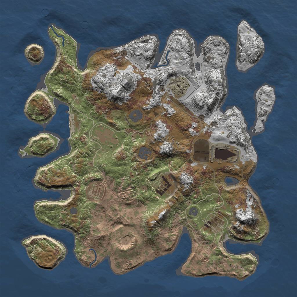 Rust Map: Procedural Map, Size: 3500, Seed: 1886023150, 13 Monuments