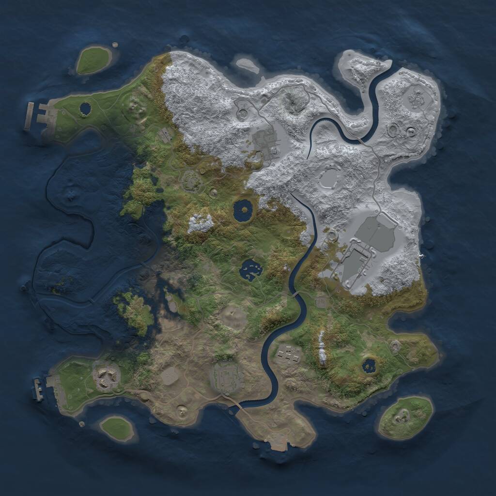 Rust Map: Procedural Map, Size: 3500, Seed: 1886023150, 13 Monuments