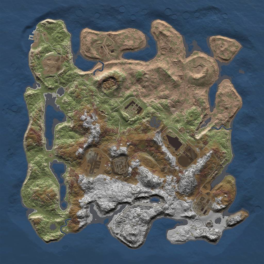 Rust Map: Procedural Map, Size: 3500, Seed: 97921, 14 Monuments