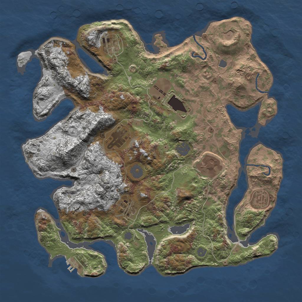 Rust Map: Procedural Map, Size: 3500, Seed: 953558, 13 Monuments