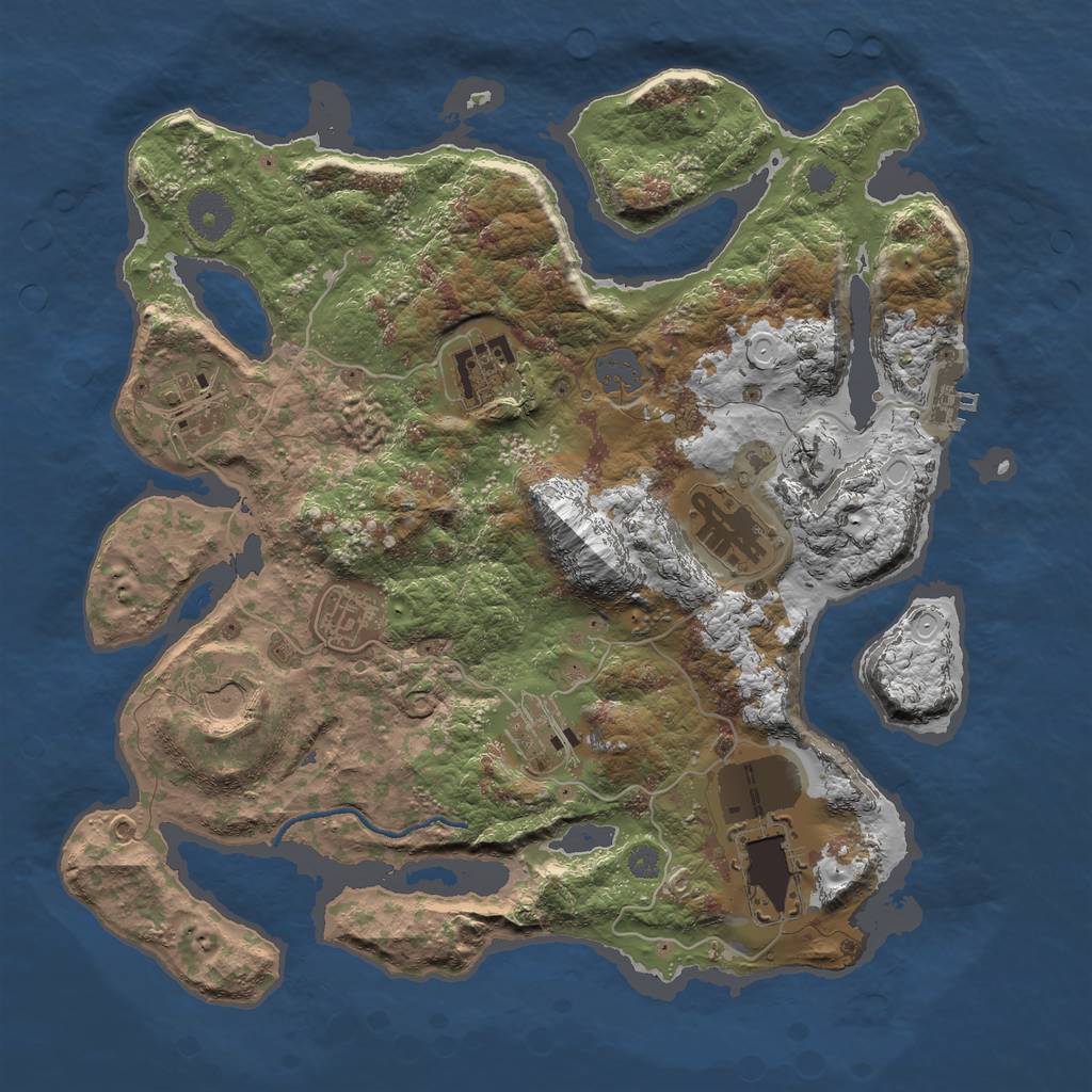 Rust Map: Procedural Map, Size: 3500, Seed: 629, 13 Monuments