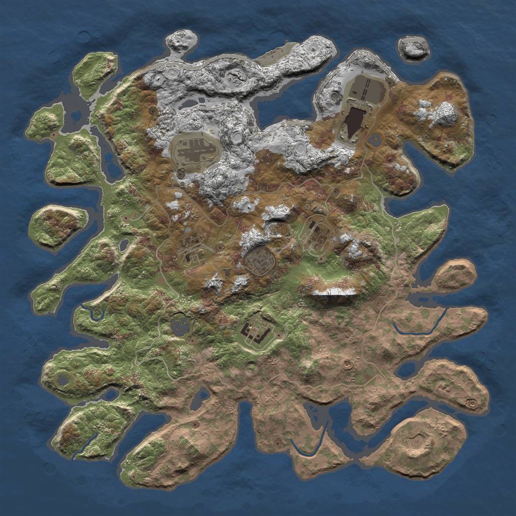 Rust Map: Procedural Map, Size: 4000, Seed: 75326945, 13 Monuments