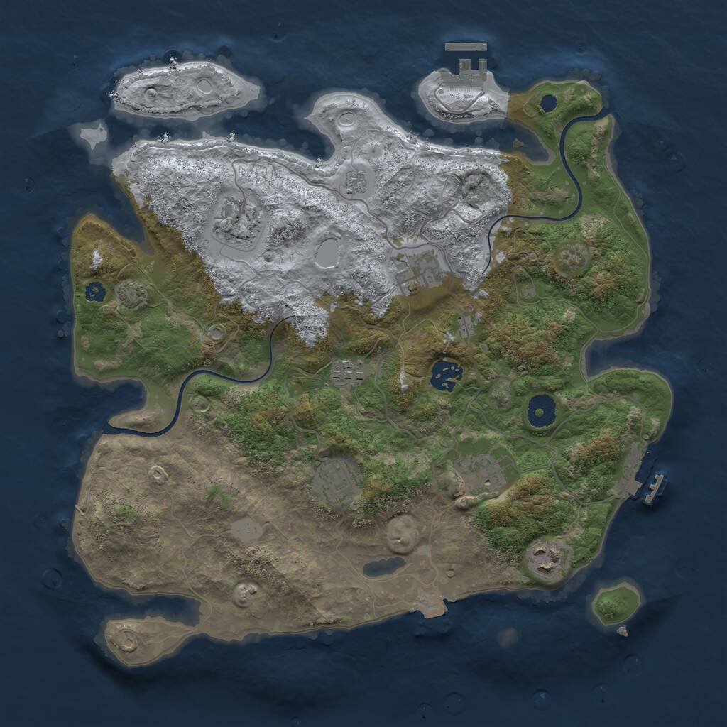 Rust Map: Procedural Map, Size: 3499, Seed: 11, 12 Monuments