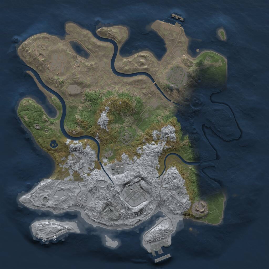 Rust Map: Procedural Map, Size: 3300, Seed: 711387767, 12 Monuments