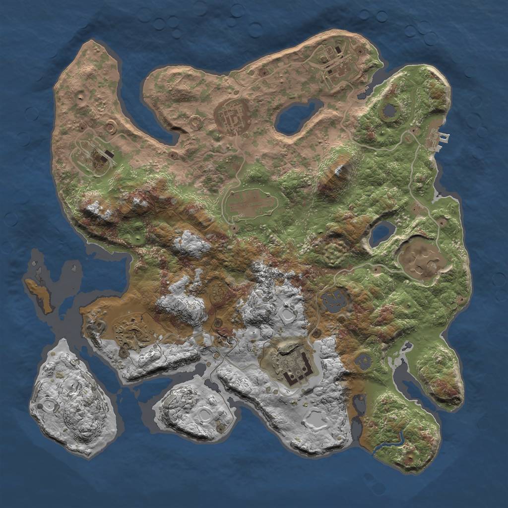 Rust Map: Procedural Map, Size: 3300, Seed: 711387767, 13 Monuments