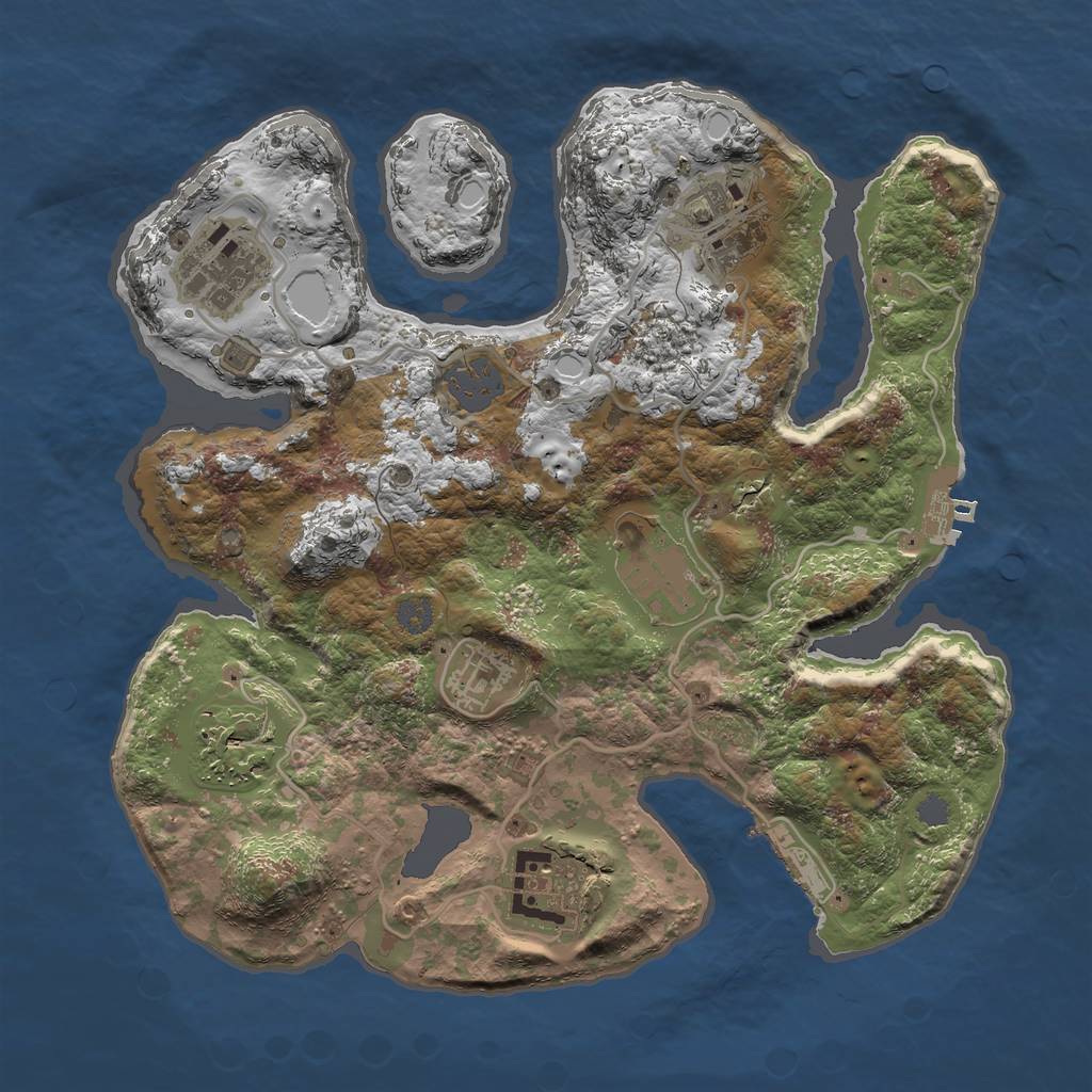 Rust Map: Procedural Map, Size: 3000, Seed: 119983466, 13 Monuments