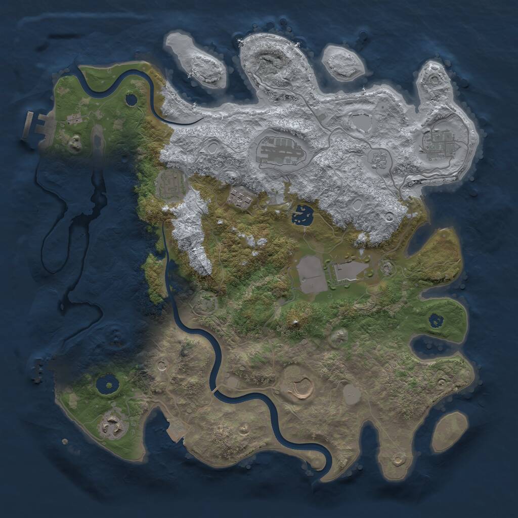 Rust Map: Procedural Map, Size: 3600, Seed: 2576, 14 Monuments