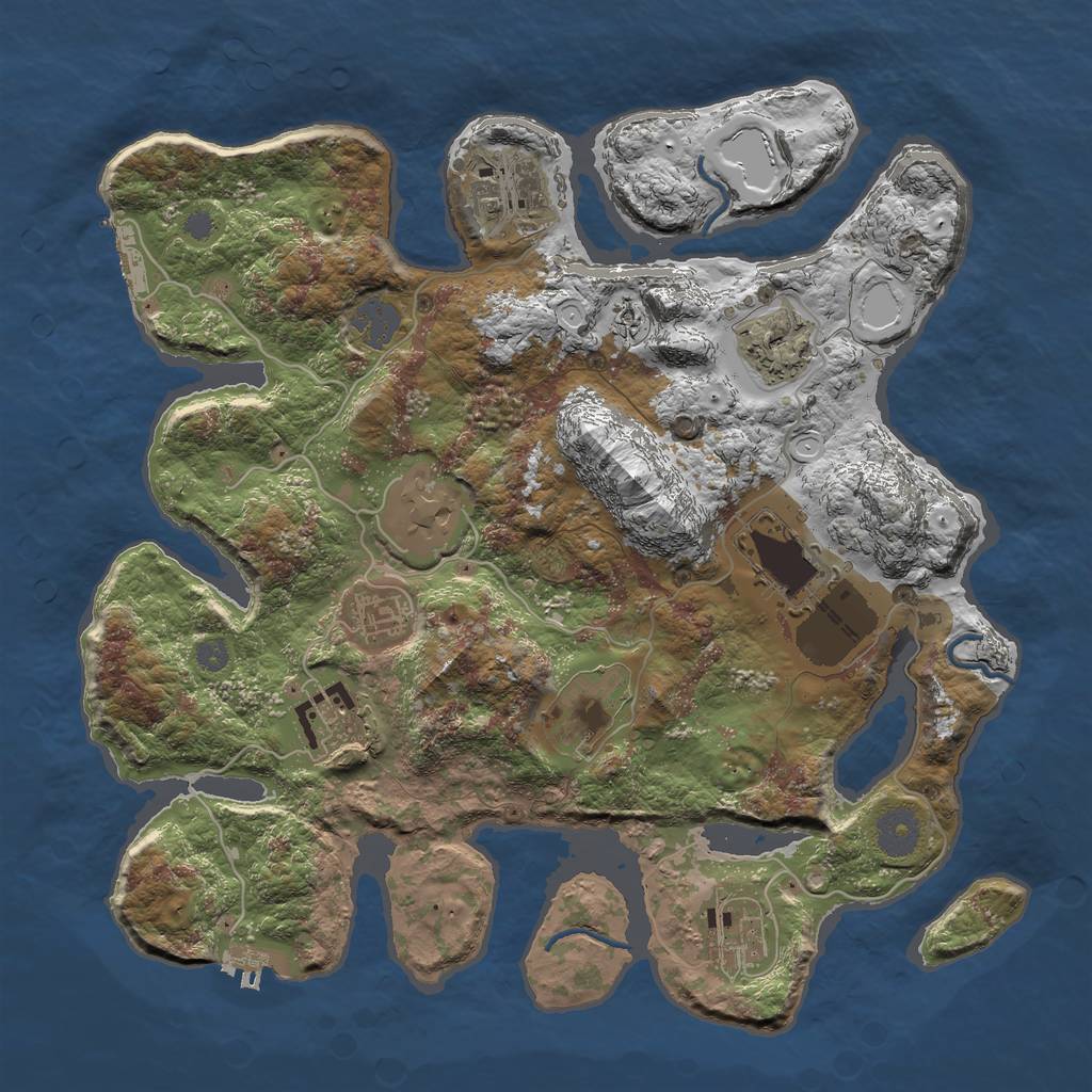 Rust Map: Procedural Map, Size: 3500, Seed: 2109815809, 15 Monuments