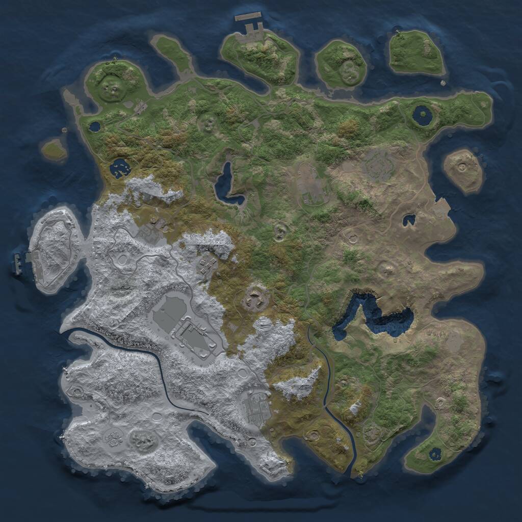 Rust Map: Procedural Map, Size: 4000, Seed: 83375455, 14 Monuments