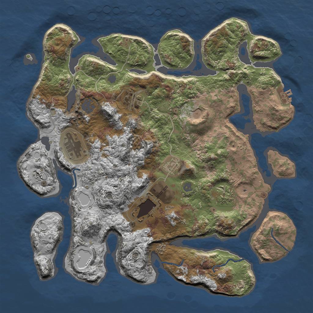 Rust Map: Procedural Map, Size: 3500, Seed: 23451, 12 Monuments