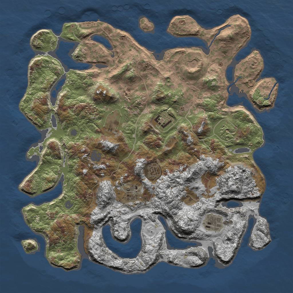 Rust Map: Procedural Map, Size: 4000, Seed: 1489901254, 13 Monuments