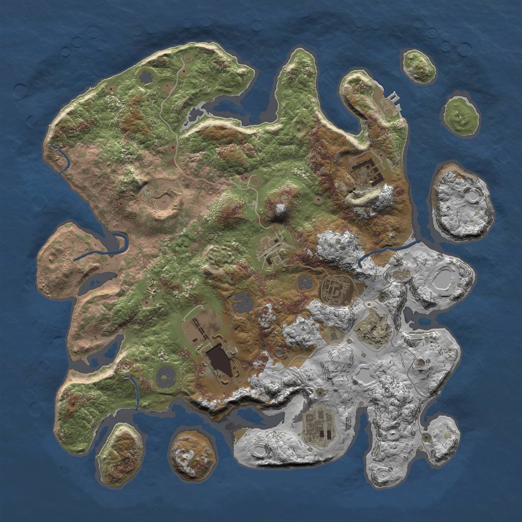 Rust Map: Procedural Map, Size: 3600, Seed: 3586, 13 Monuments