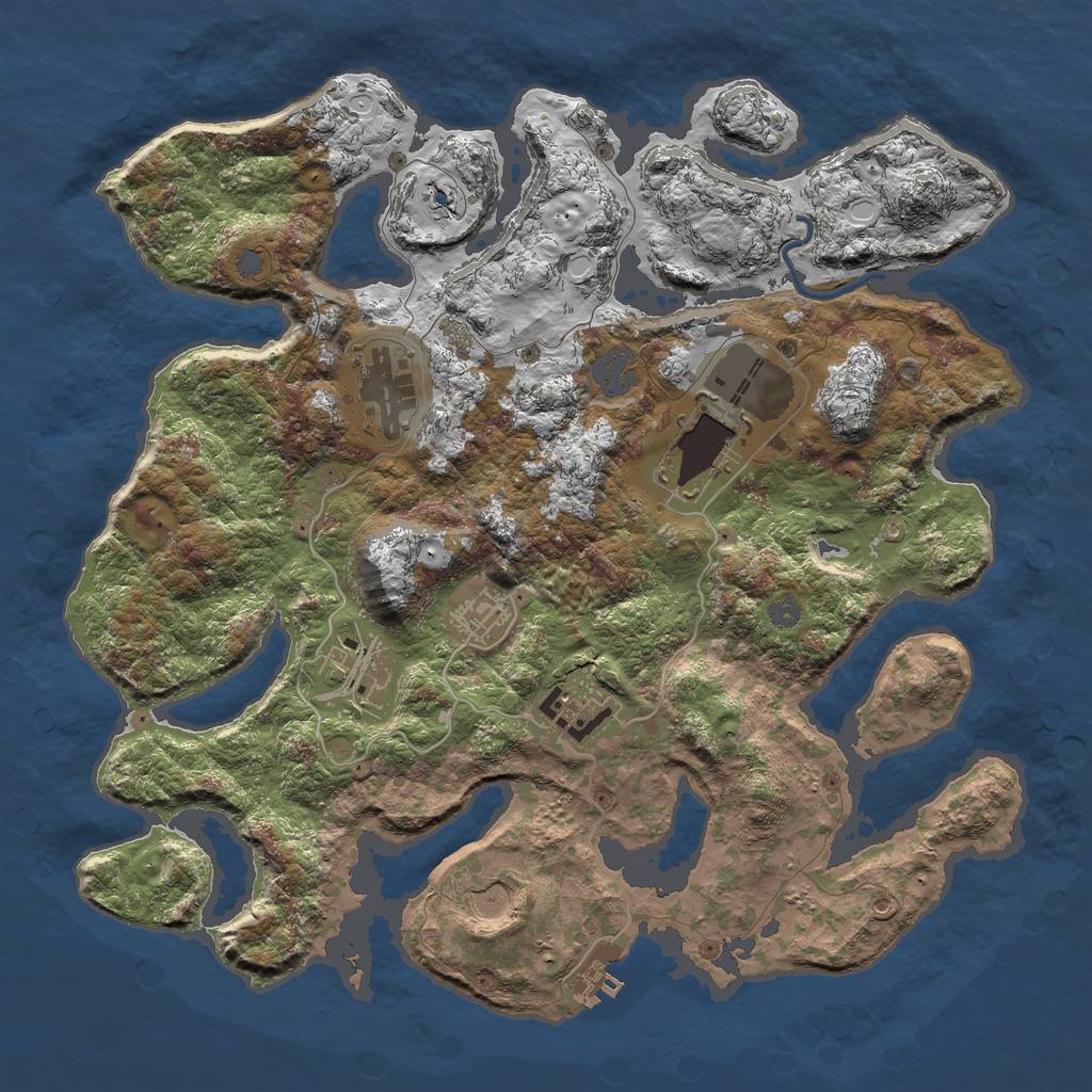 Rust Map: Procedural Map, Size: 3500, Seed: 832871152, 12 Monuments