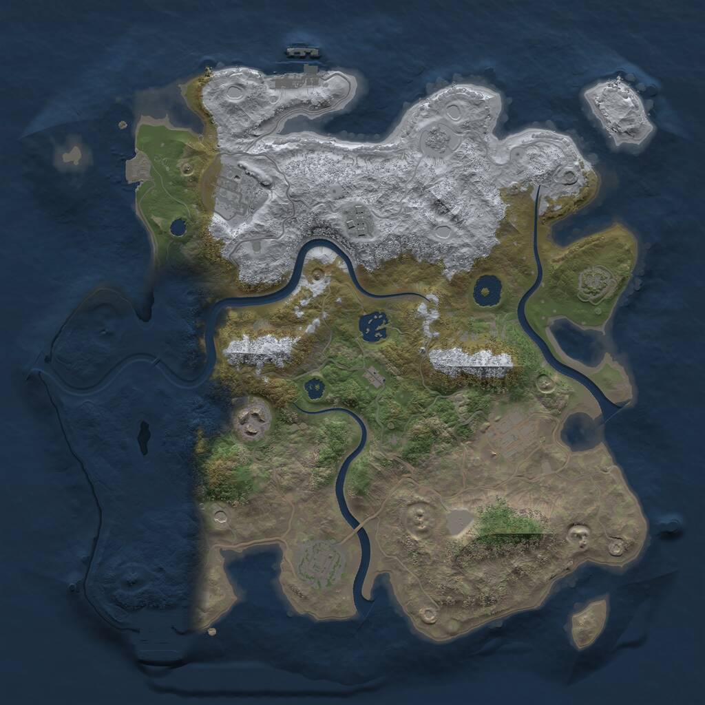 Rust Map: Procedural Map, Size: 3500, Seed: 832871152, 12 Monuments