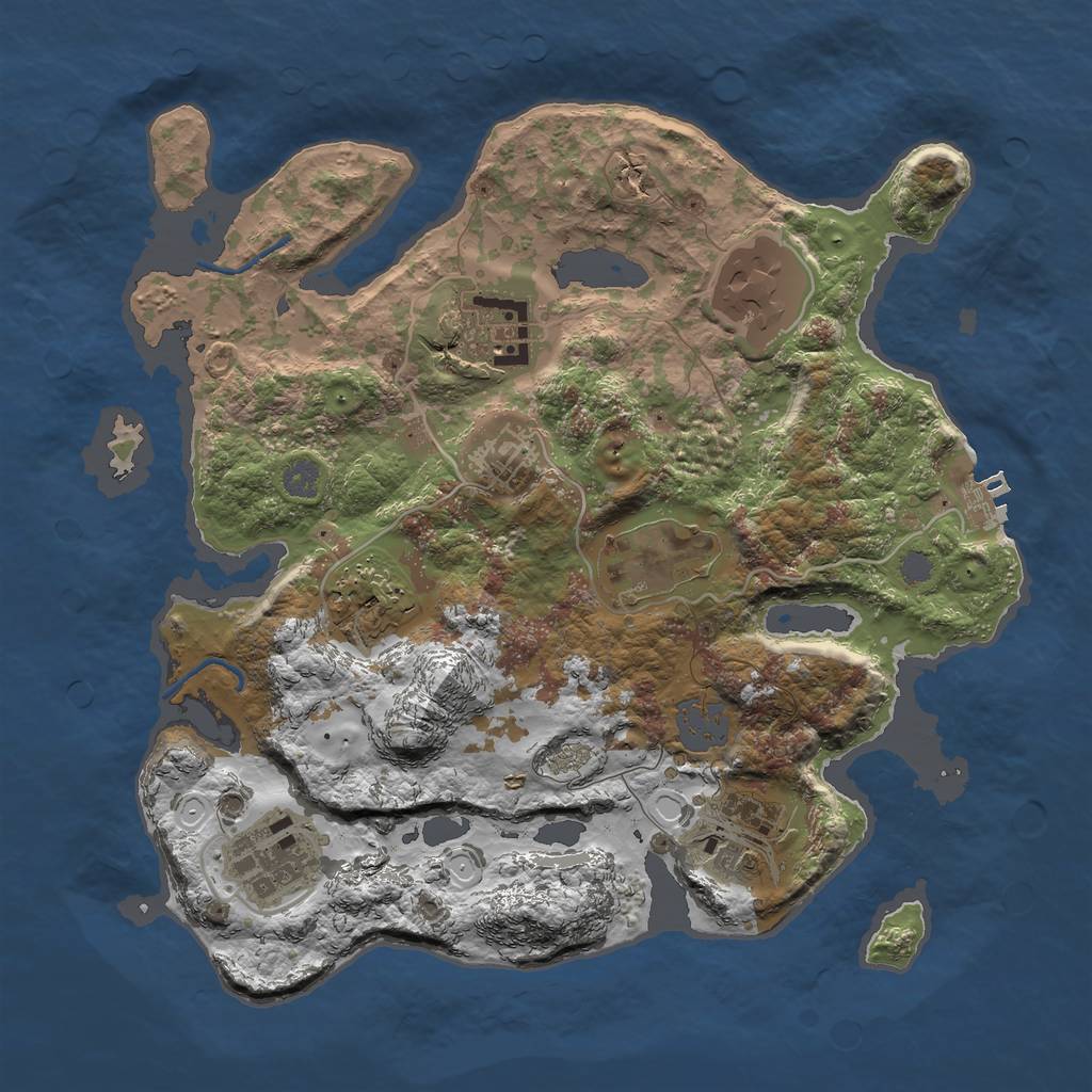 Rust Map: Procedural Map, Size: 3000, Seed: 550893118, 13 Monuments