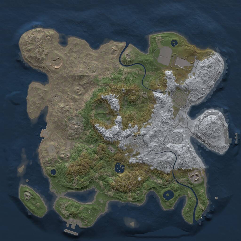 Rust Map: Procedural Map, Size: 3500, Seed: 12288875, 13 Monuments