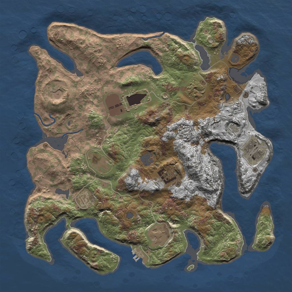 Rust Map: Procedural Map, Size: 3500, Seed: 12288875, 14 Monuments