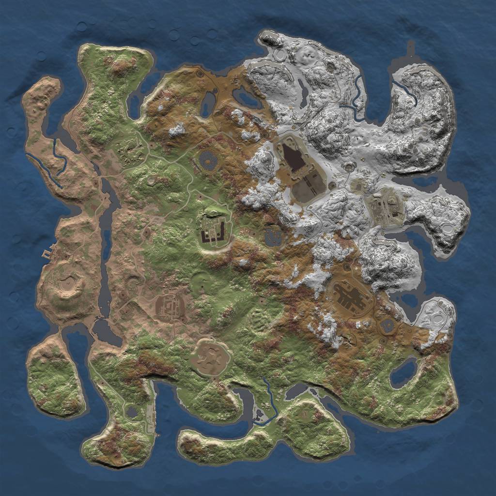 Rust Map: Procedural Map, Size: 3952, Seed: 23424, 15 Monuments