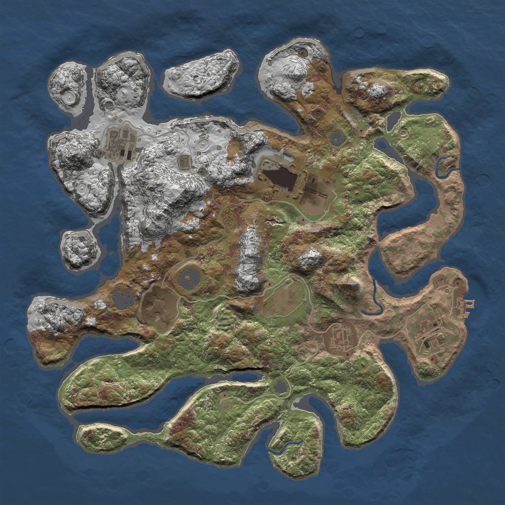 Rust Map: Procedural Map, Size: 3500, Seed: 8420420, 12 Monuments