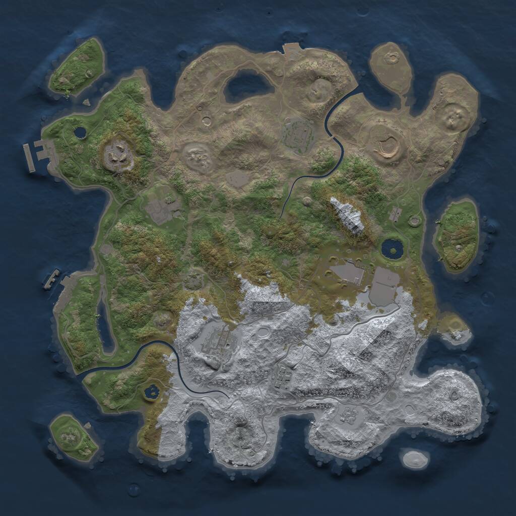 Rust Map: Procedural Map, Size: 3600, Seed: 9744, 13 Monuments