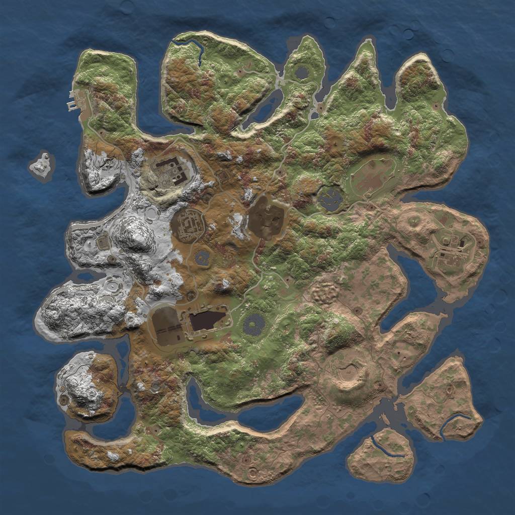 Rust Map: Procedural Map, Size: 3500, Seed: 29412, 13 Monuments