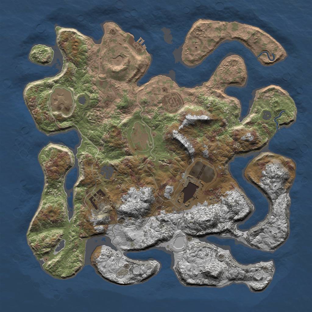 Rust Map: Procedural Map, Size: 3500, Seed: 1802996614, 12 Monuments