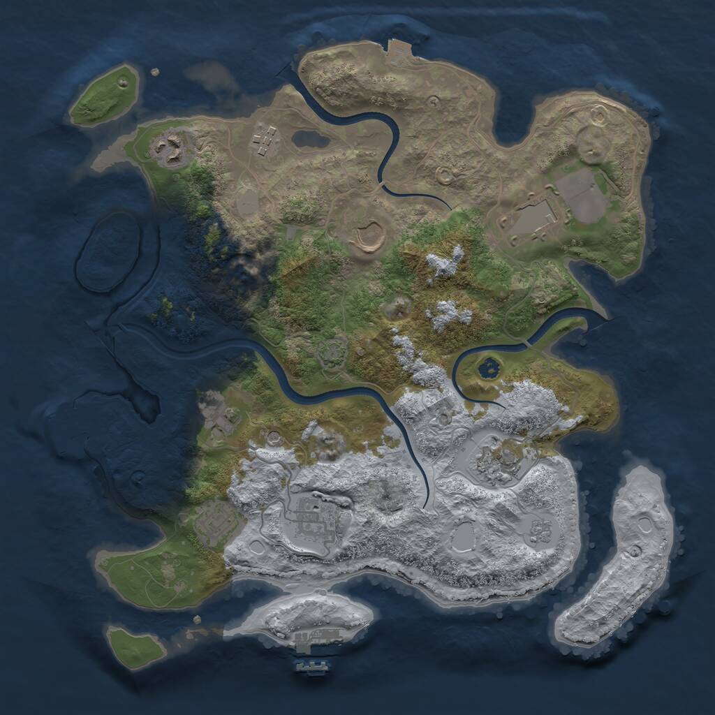 Rust Map: Procedural Map, Size: 3500, Seed: 1802996614, 14 Monuments