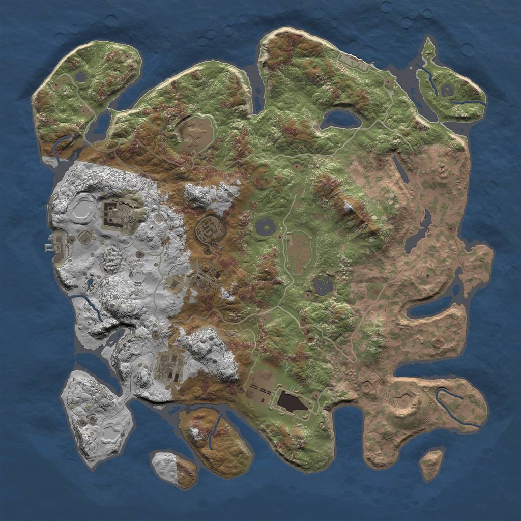 Rust Map: Procedural Map, Size: 4050, Seed: 100, 15 Monuments