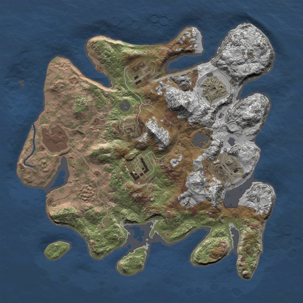 Rust Map: Procedural Map, Size: 3000, Seed: 868686, 11 Monuments