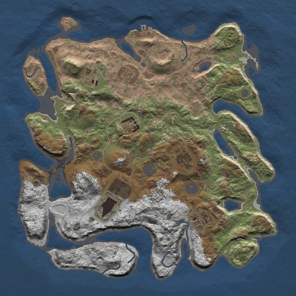 Rust Map: Procedural Map, Size: 3600, Seed: 5816, 13 Monuments