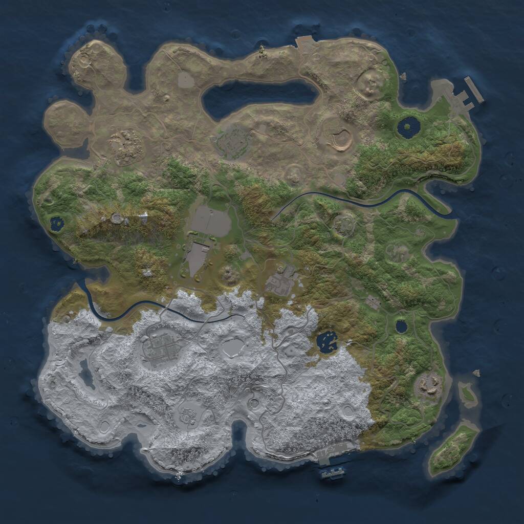 Rust Map: Procedural Map, Size: 3600, Seed: 5816, 14 Monuments