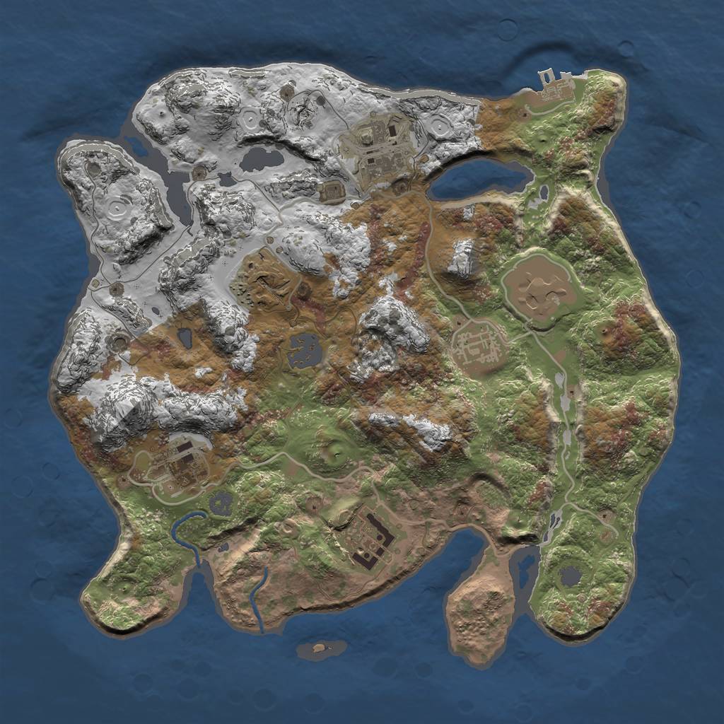 Rust Map: Procedural Map, Size: 3000, Seed: 2017603005, 12 Monuments