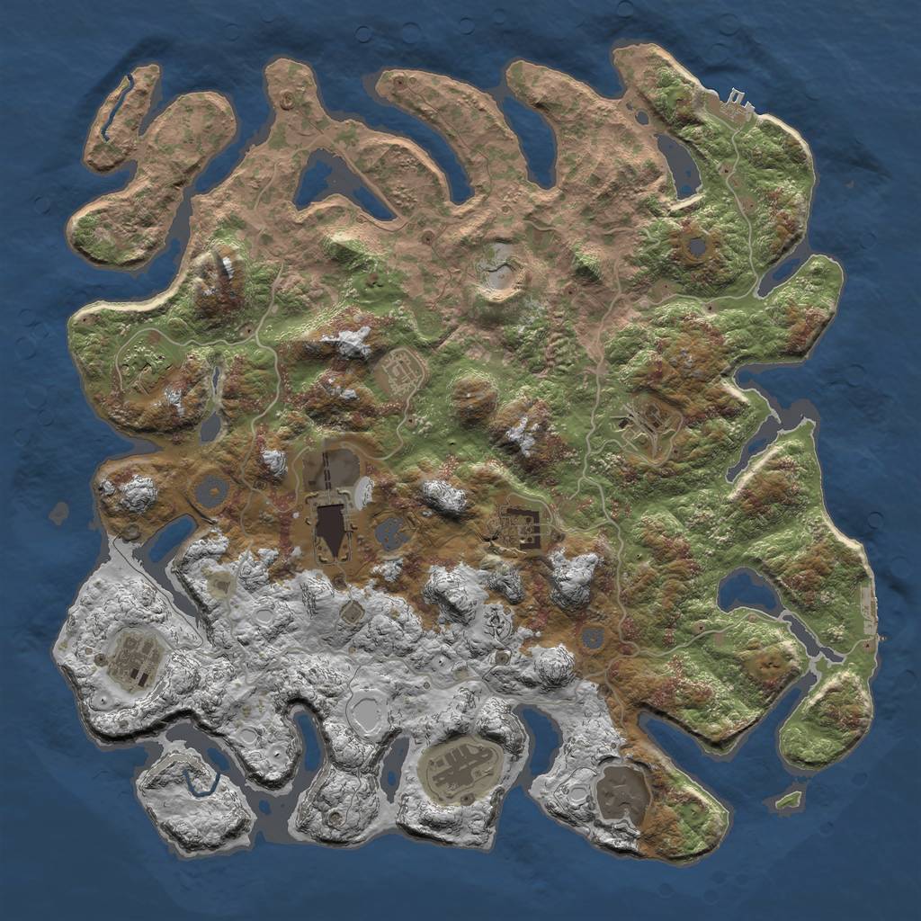 Rust Map: Procedural Map, Size: 4250, Seed: 69133772, 16 Monuments